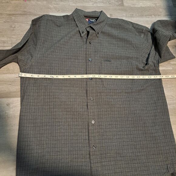 Chaps Ralph Lauren VTG Men’s Long Sleeve Button Up Shirt Gray Windowpane Large - Picture 7 of 10
